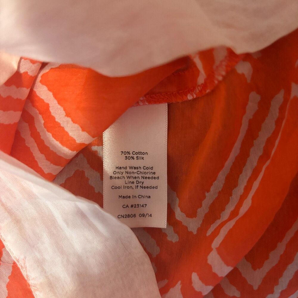 Talbots Cotton-Silk Blend Tunic Top - Lightweight Coral/White Womens Sz Small - Picture 4 of 7